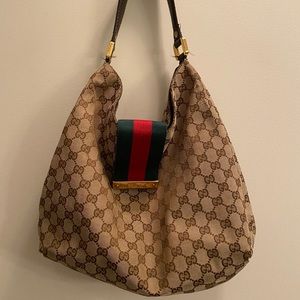 Gucci 211933 Brown GG Canvas Hobo